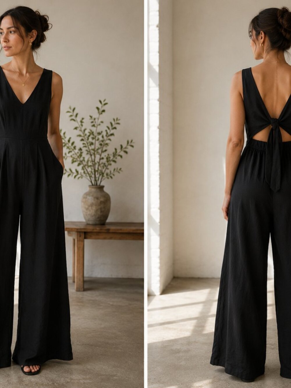 Millibon Black Sleeveless V-Neck Maxi Dress